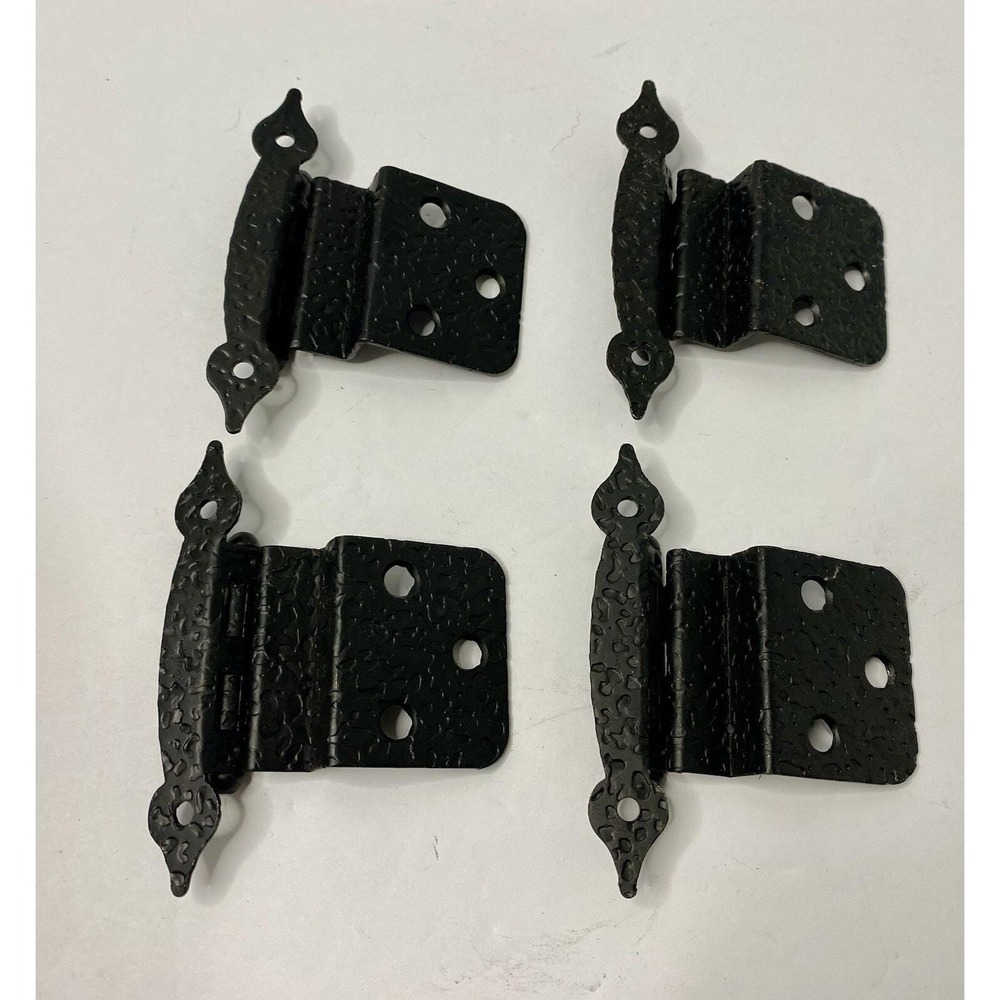 Colonial Black Hammered Metal Cabinet Door  Hinges Lot Of 4 No Screws